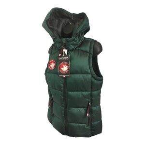 Canada weather gear ponderosa green puffy quilted hooded winter‎ vest size M new
